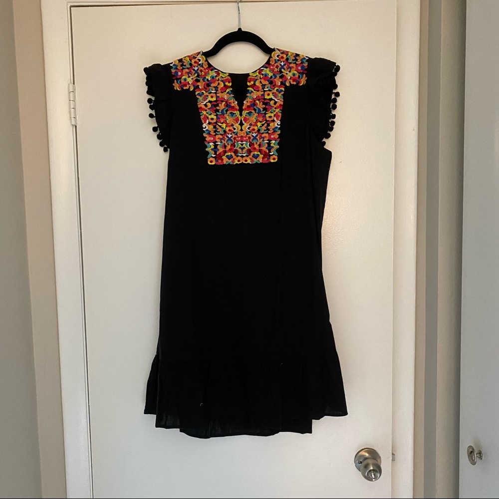 Embroidered little black dress